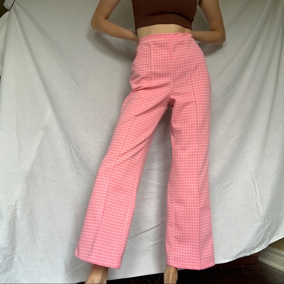 Vintage Pink Gingham Trouser Pants - Picture 3 of 9